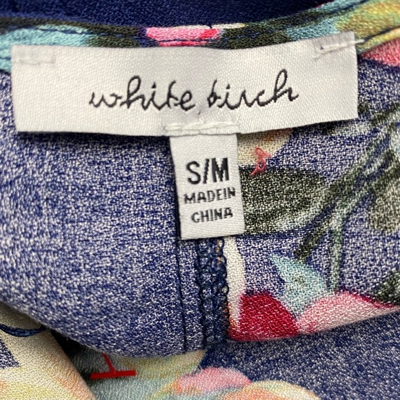 WHITE BIRCH Womens Navy Floral Ruffle Boho Peasant Hippie Kimono Cover Up Sz S/M - Picture 10 of 14